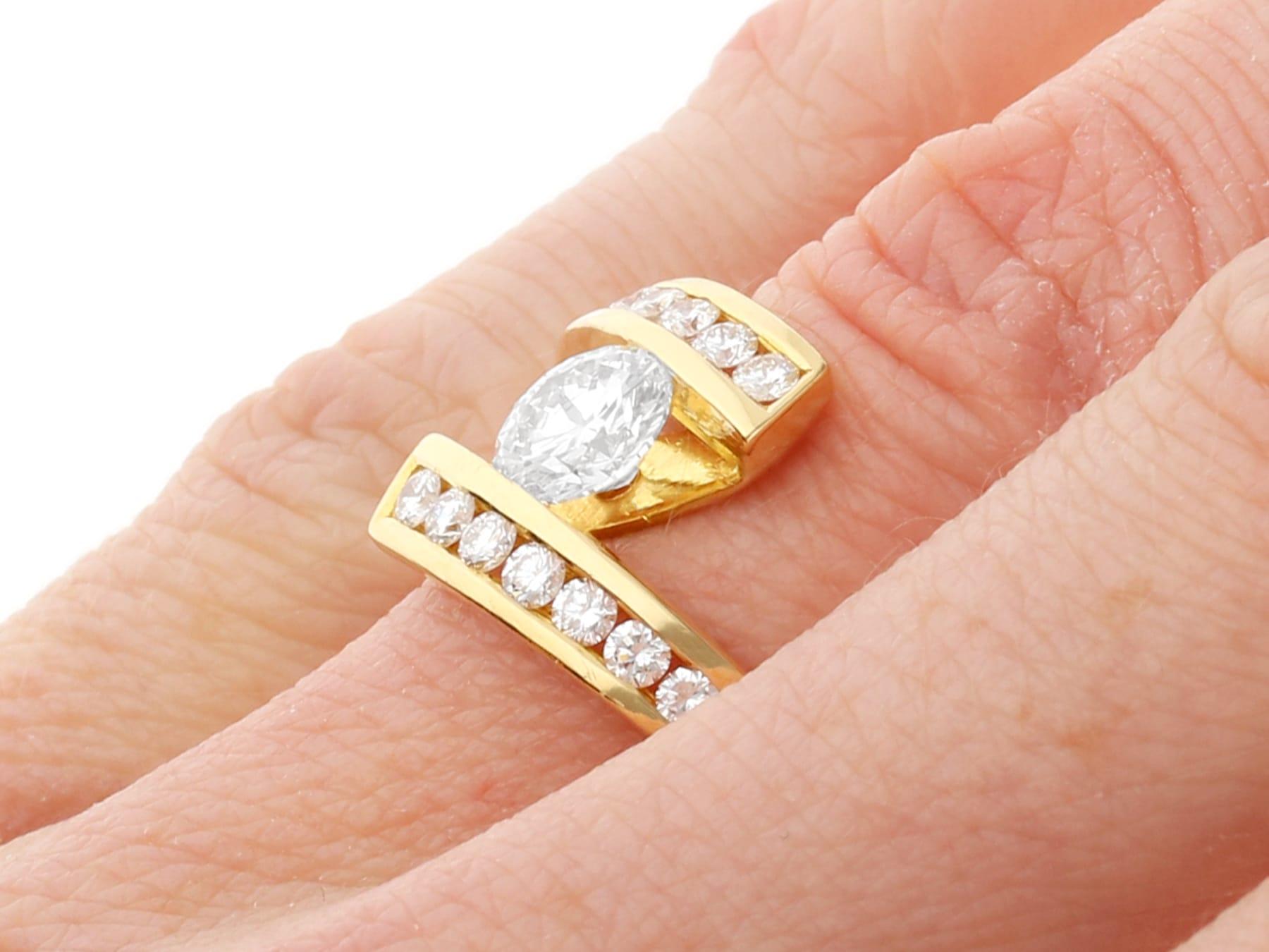 Anello Twist d'epoca con diamante da 1,17 carati e oro giallo 18 carati Circa 1990 in vendita 4
