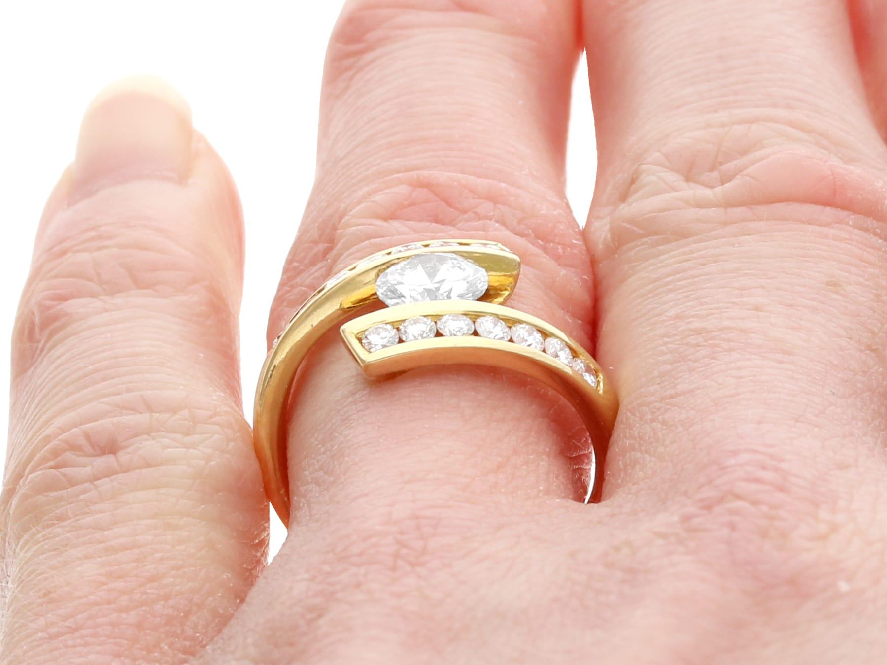Anello Twist d'epoca con diamante da 1,17 carati e oro giallo 18 carati Circa 1990 in vendita 5