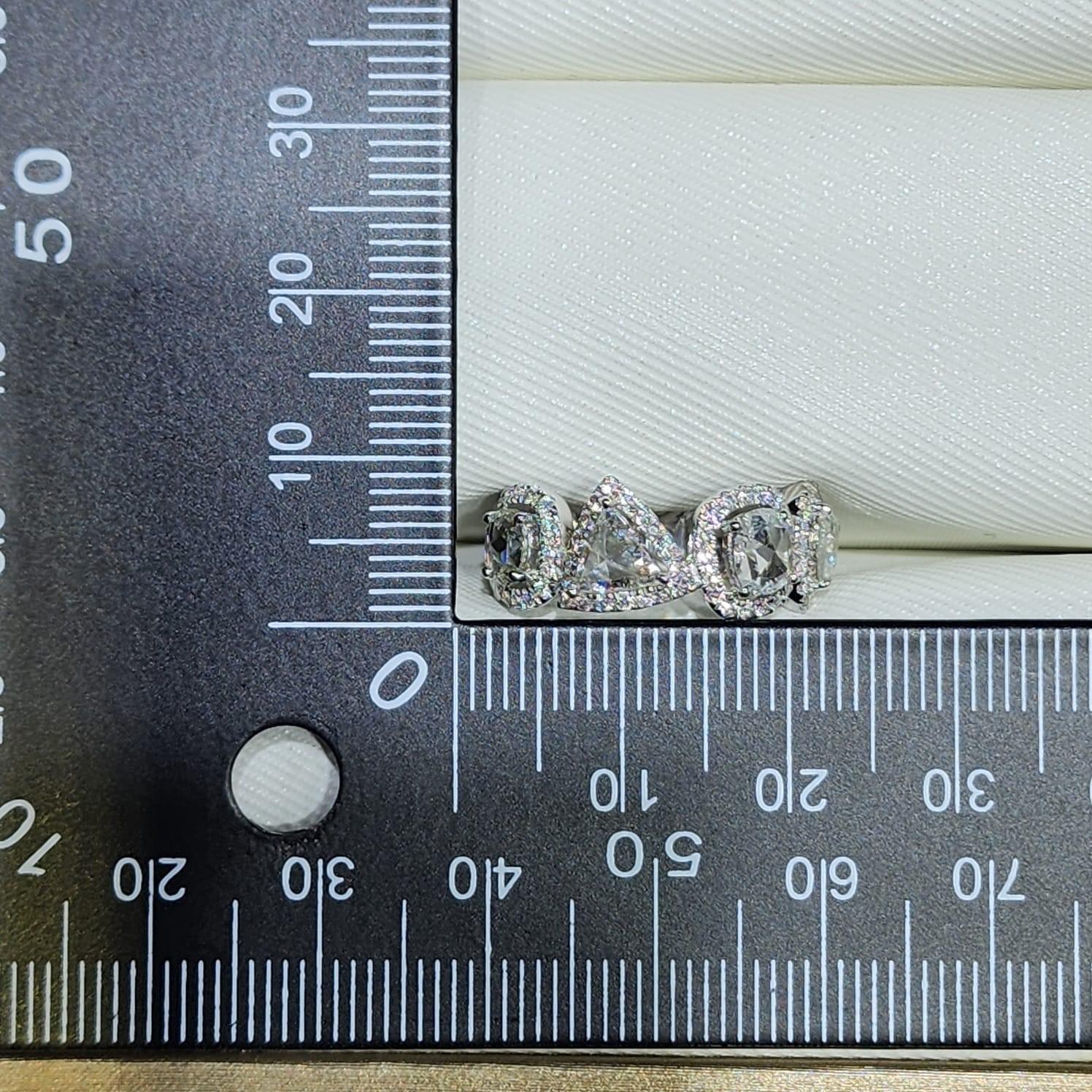 Vintage 1.17Ct Rose Cut Diamond Half Band Ring in 18 Karat White Gold For Sale 3