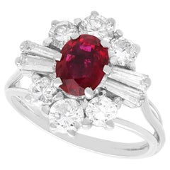 Retro 1.18 Carat Ruby and 1.38 Carat Diamond White Gold Cluster Ring