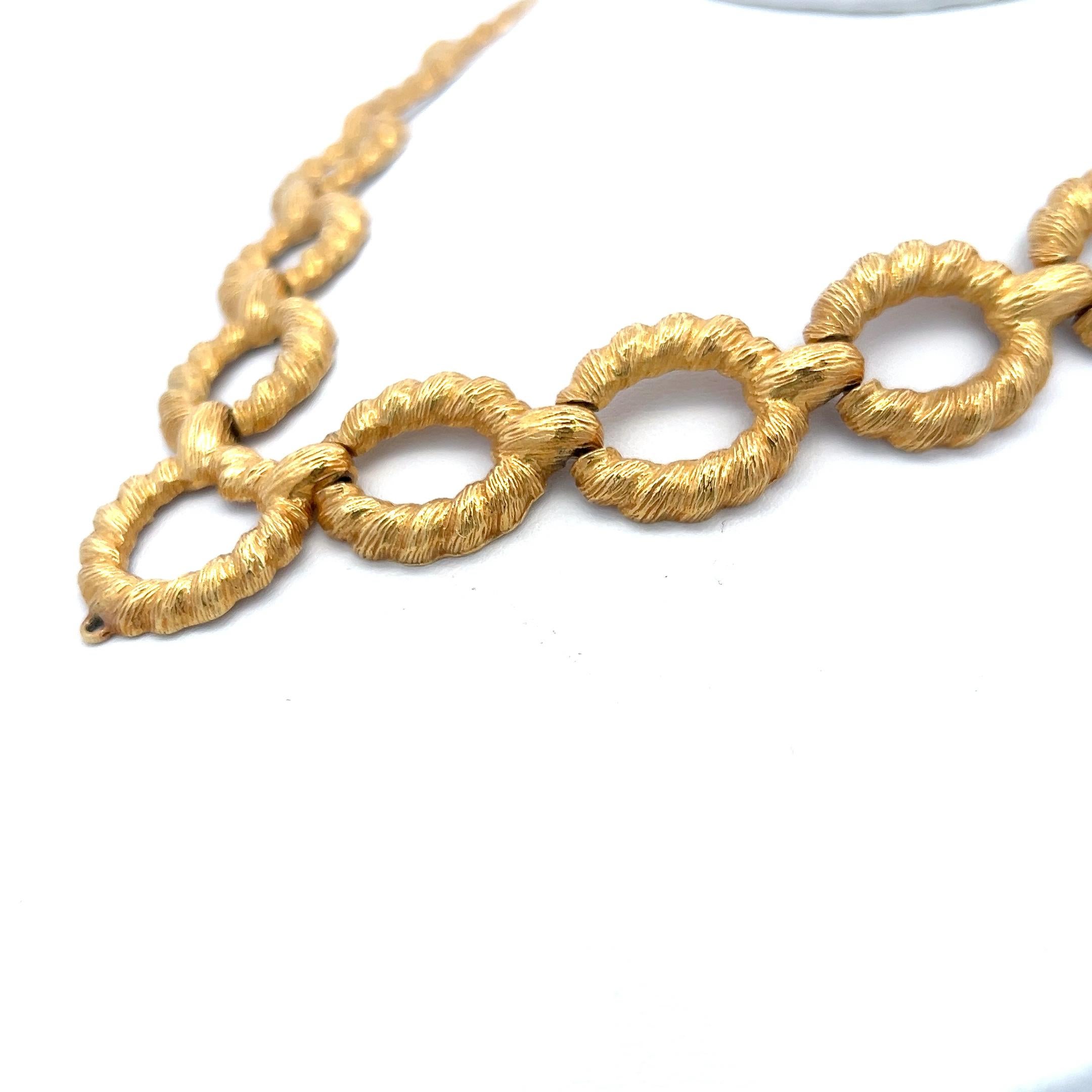 Title:
18 Karat Yellow Gold Link Necklace
Style:
Link
Metal:
18 Karat Yellow Gold
Dimension:
22.5*0.84*0.11IN
Weight:
125 Grams
Condition:
Vintage And Estate
Product ID:
4J1955
Note:
Please note that all the non-GIA Gemstones' Weight, Color, Cut,