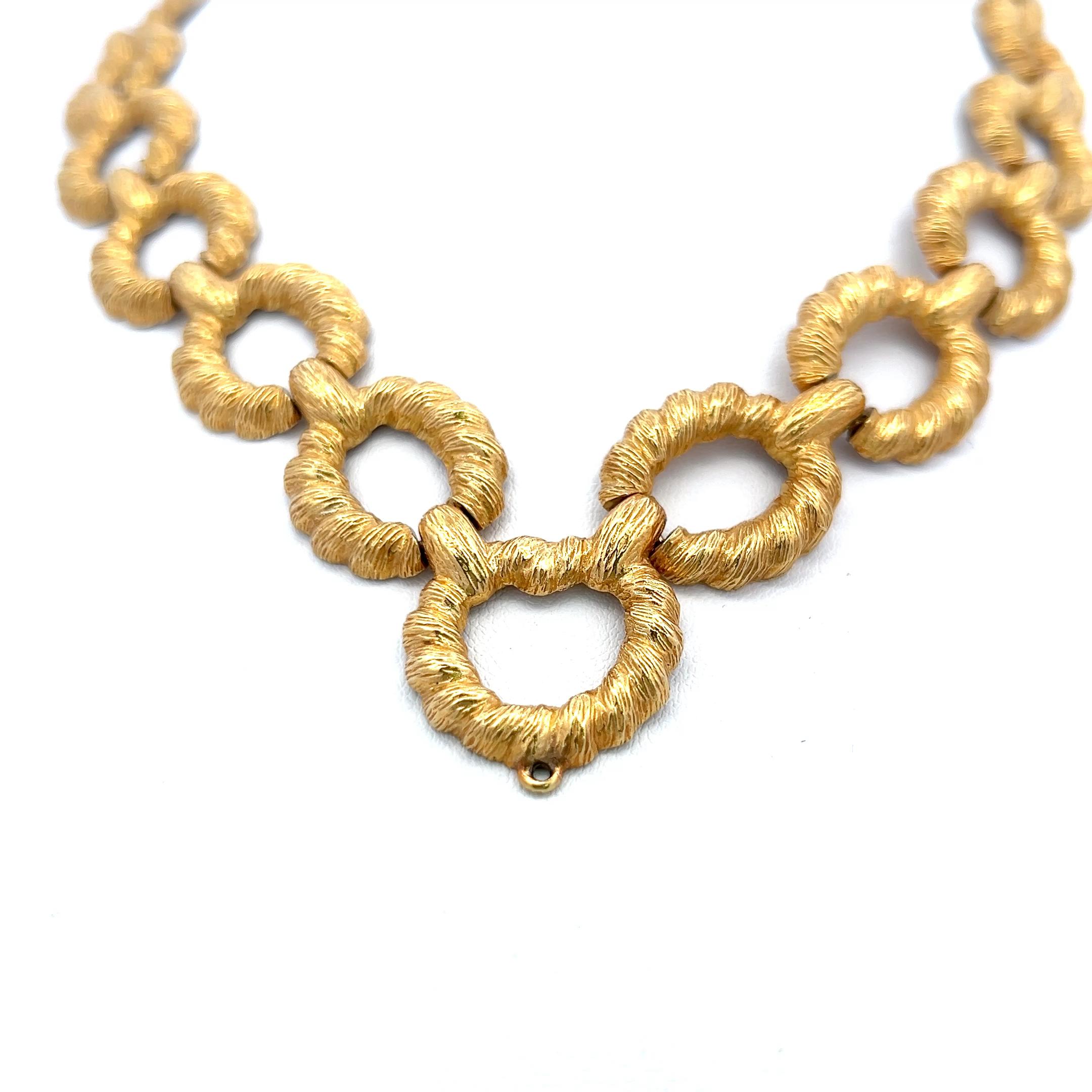 Collier à maillons vintage texturé en or jaune 18 carats 118,75 grammes Pour femmes en vente