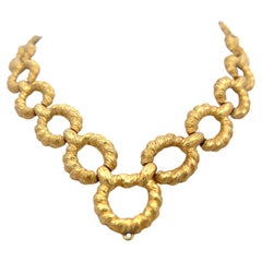 Gliederhalskette aus strukturiertem 18 Karat Gelbgold, Vintage 118,75 Gramm