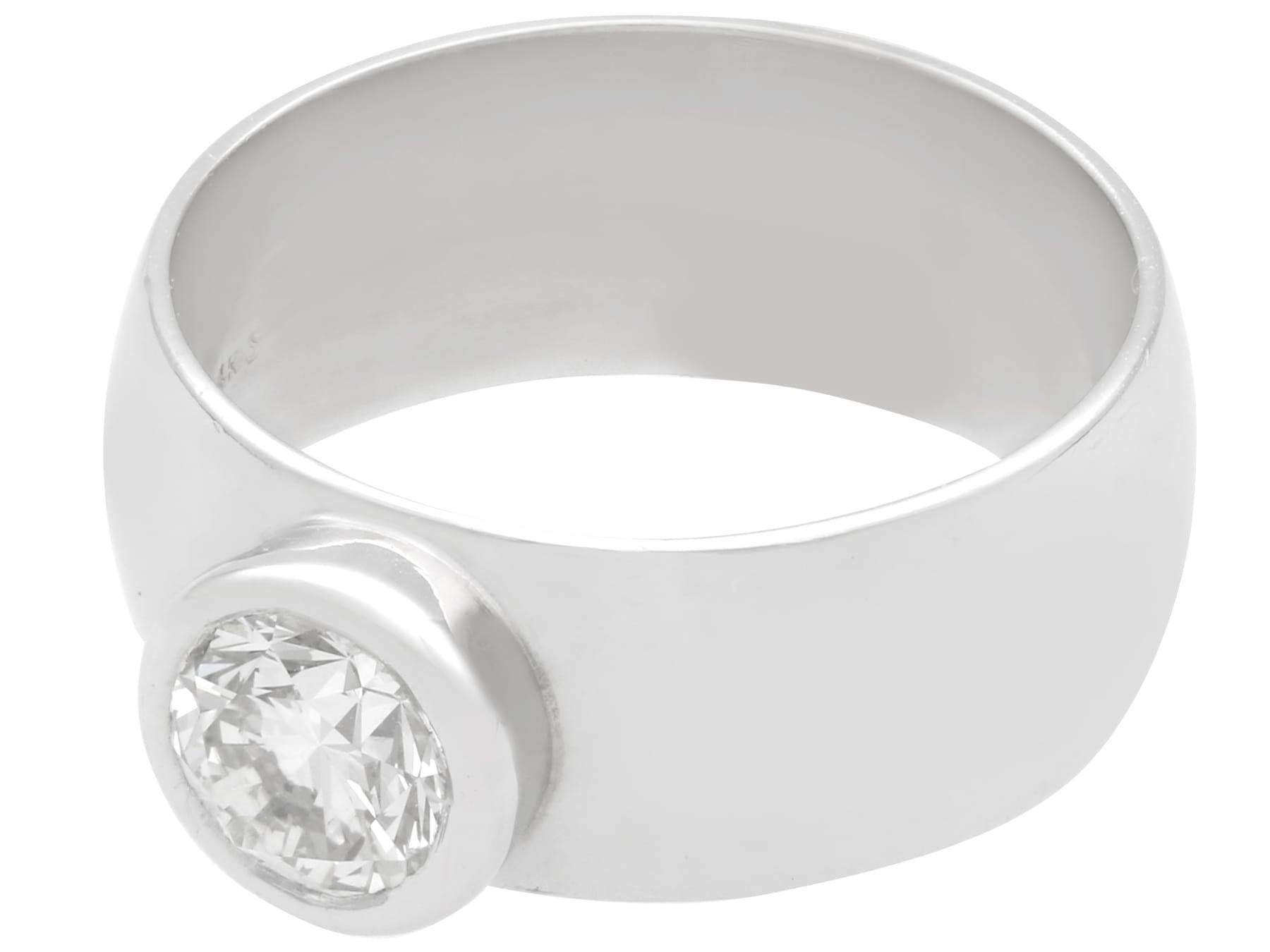 Round Cut Vintage 1.19 Carat Diamond and 14k White Gold Solitaire Ring Circa 1960 For Sale