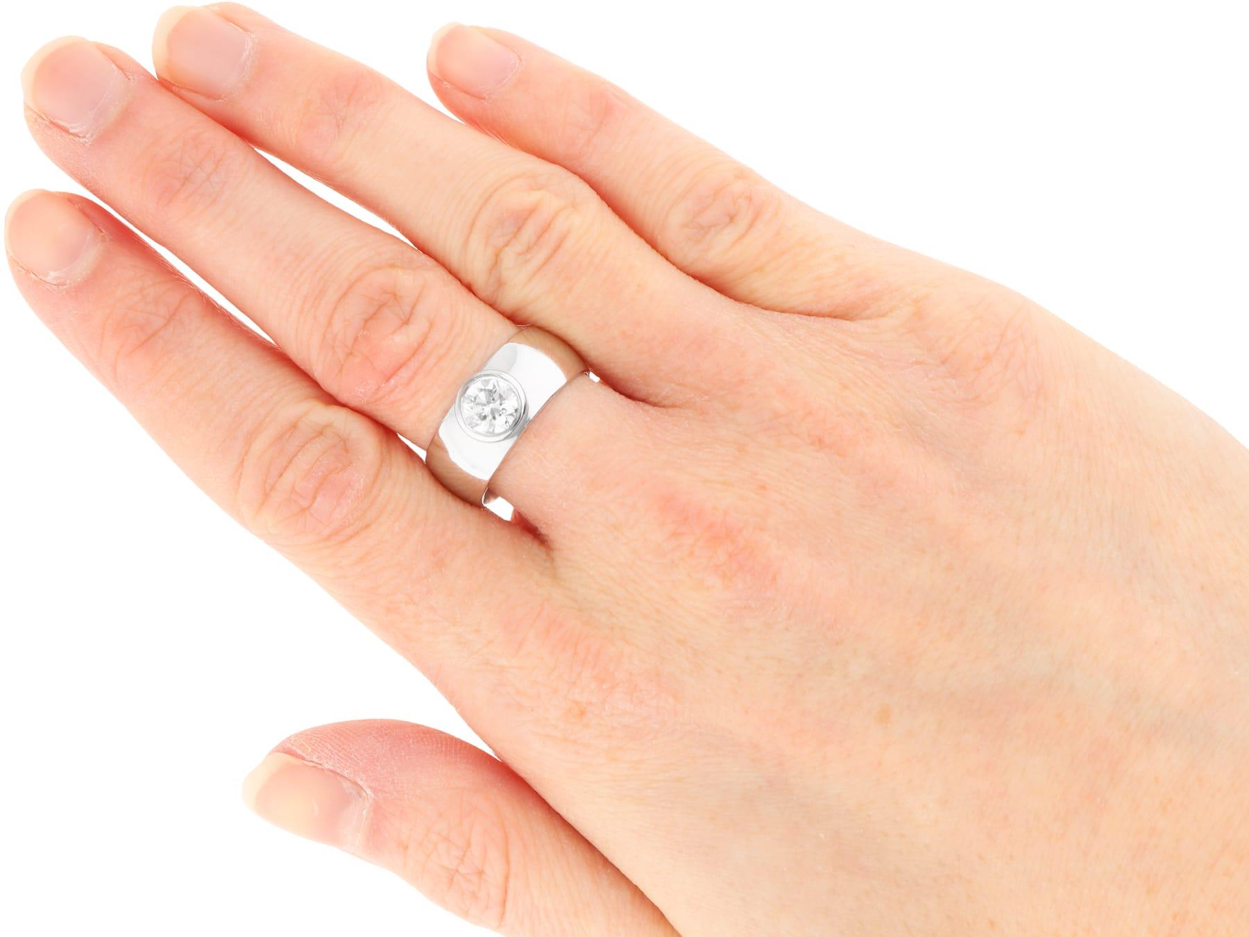Vintage 1.19 Carat Diamond and 14k White Gold Solitaire Ring Circa 1960 For Sale 1