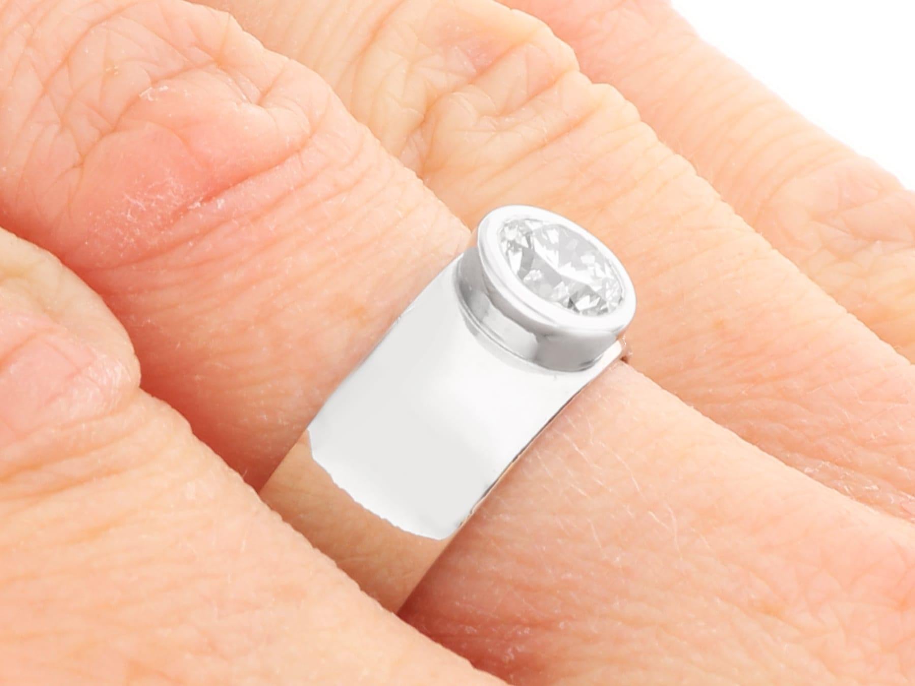 Vintage 1.19 Carat Diamond and 14k White Gold Solitaire Ring Circa 1960 For Sale 2