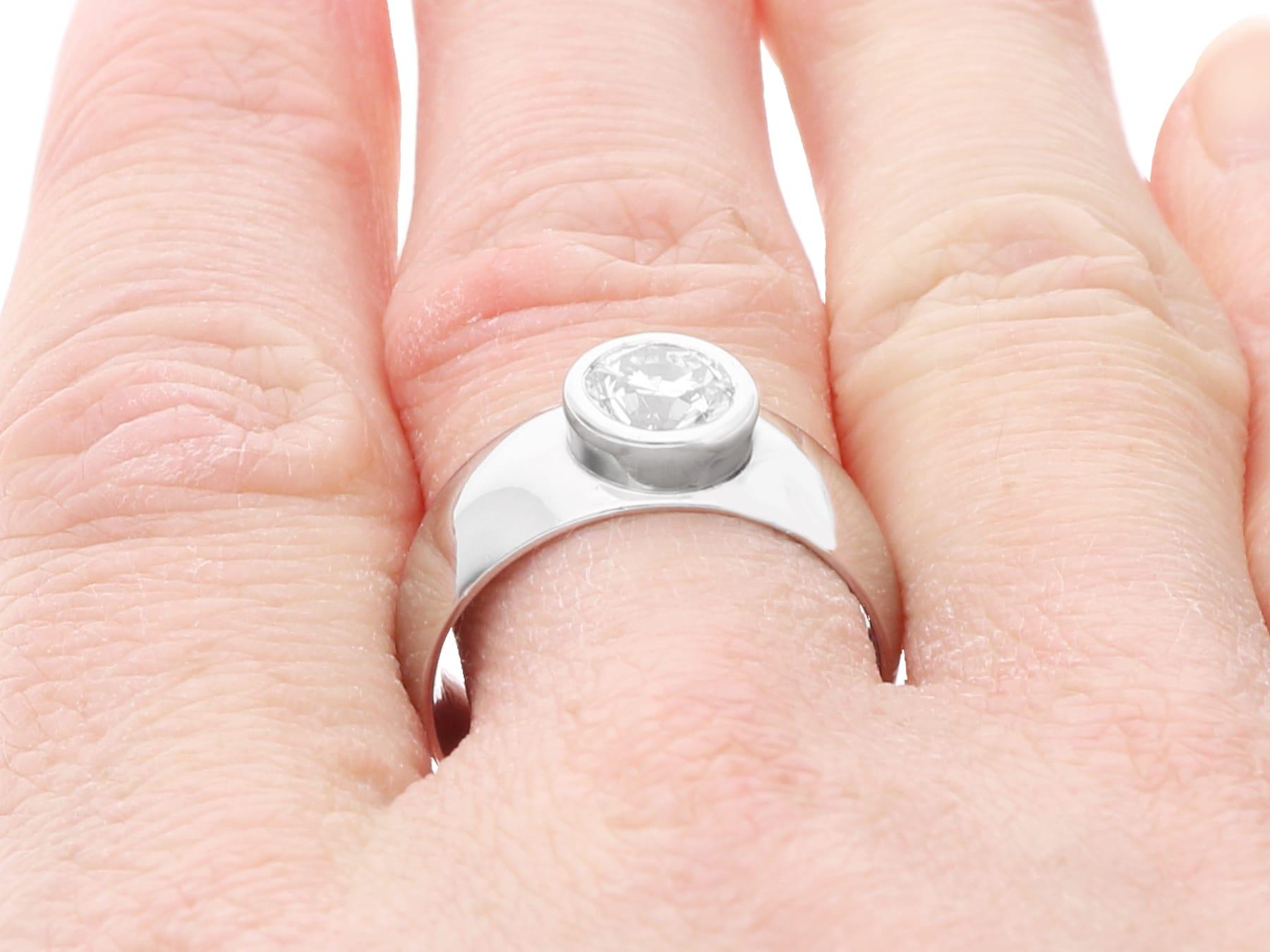 Vintage 1.19 Carat Diamond and 14k White Gold Solitaire Ring Circa 1960 For Sale 3