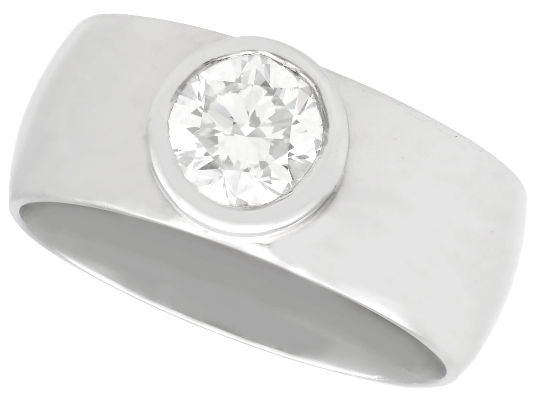 Vintage 1.19 Carat Diamond and 14k White Gold Solitaire Ring Circa 1960 For Sale