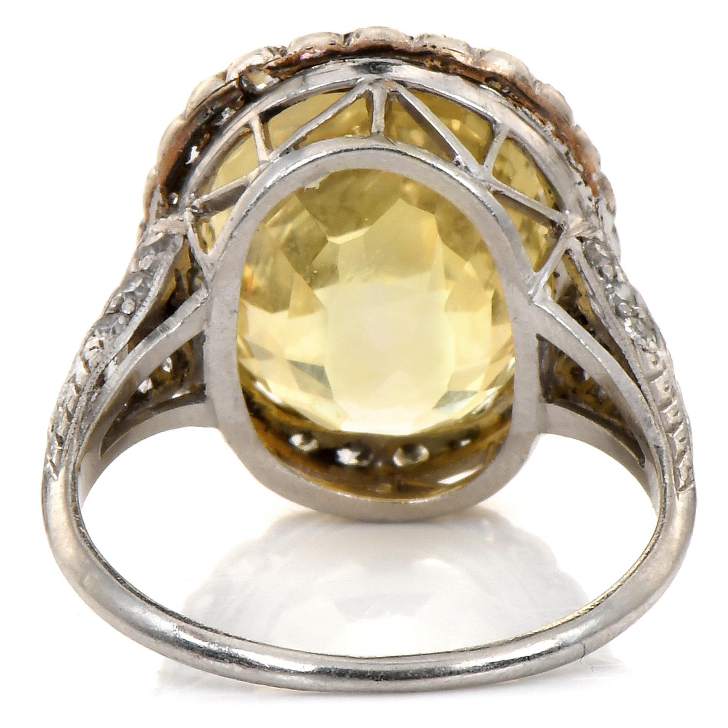 Platin-Cocktailring, 11,98 Karat, GIA unbehandelter gelber Saphir, Diamant und Halo für Damen oder Herren