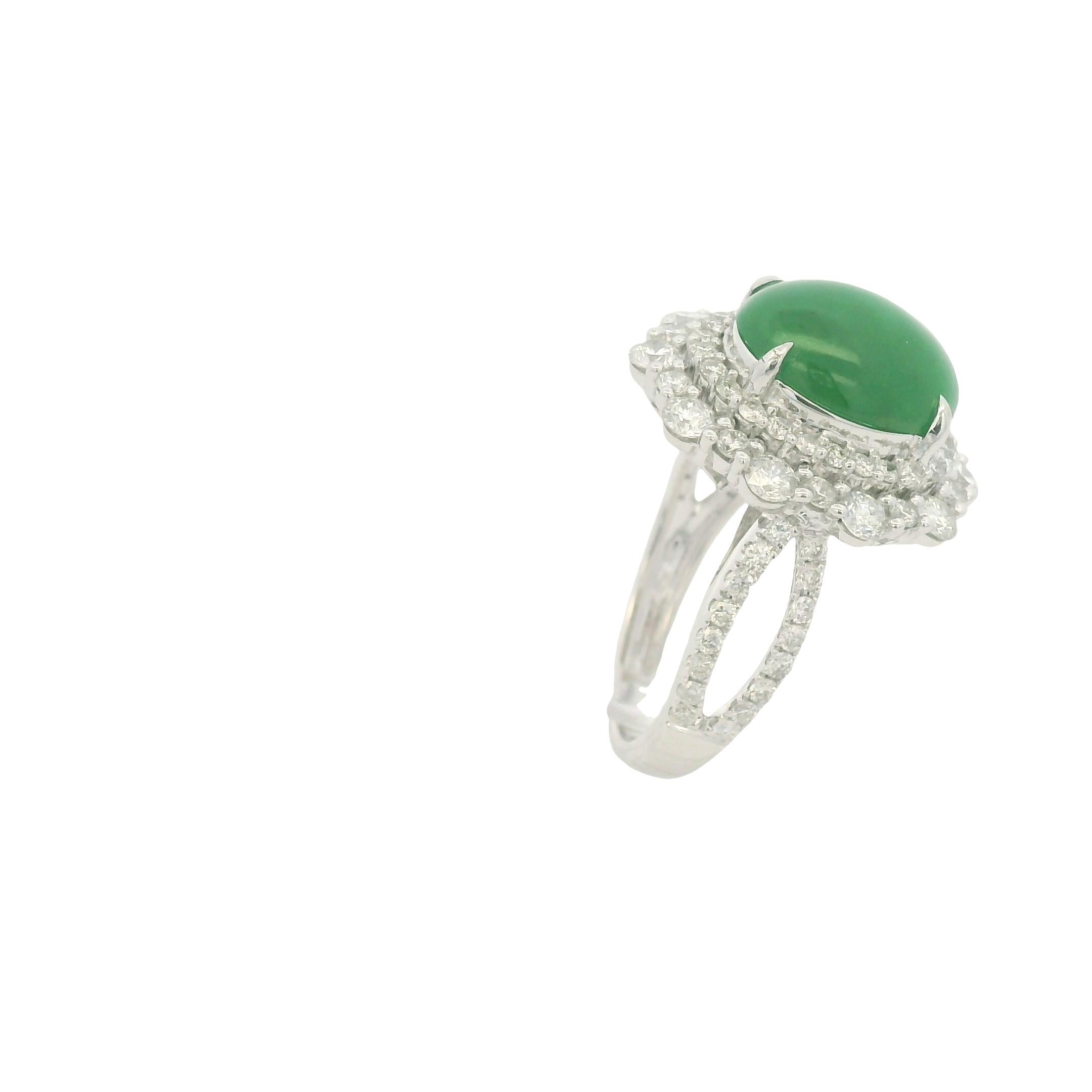 Vintage 1.19GM Jadeit und Diamant Ring in 18 Karat Weißgold im Angebot 3