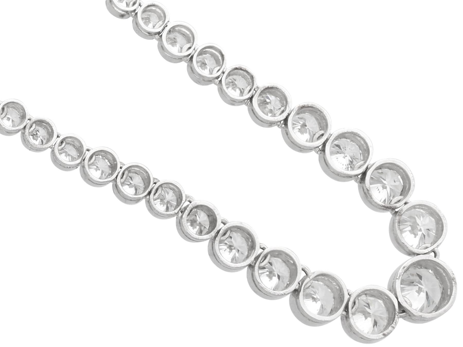 Vintage 11Ct Diamond and Platinum Riviere Necklace Circa 1950/Contemporary For Sale 1