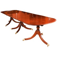 Vintage Regency Mahogany Triple Pillar Dining Table William Tillman 20th Century