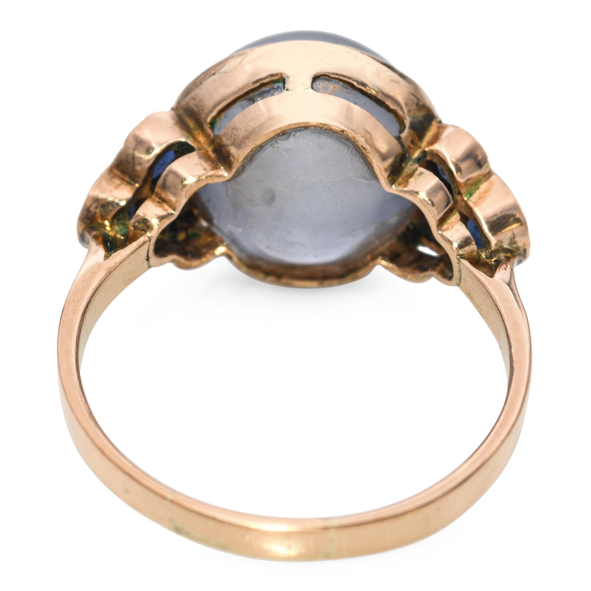 Bague vintage en or rose 11k avec saphir étoilé Pour femmes en vente