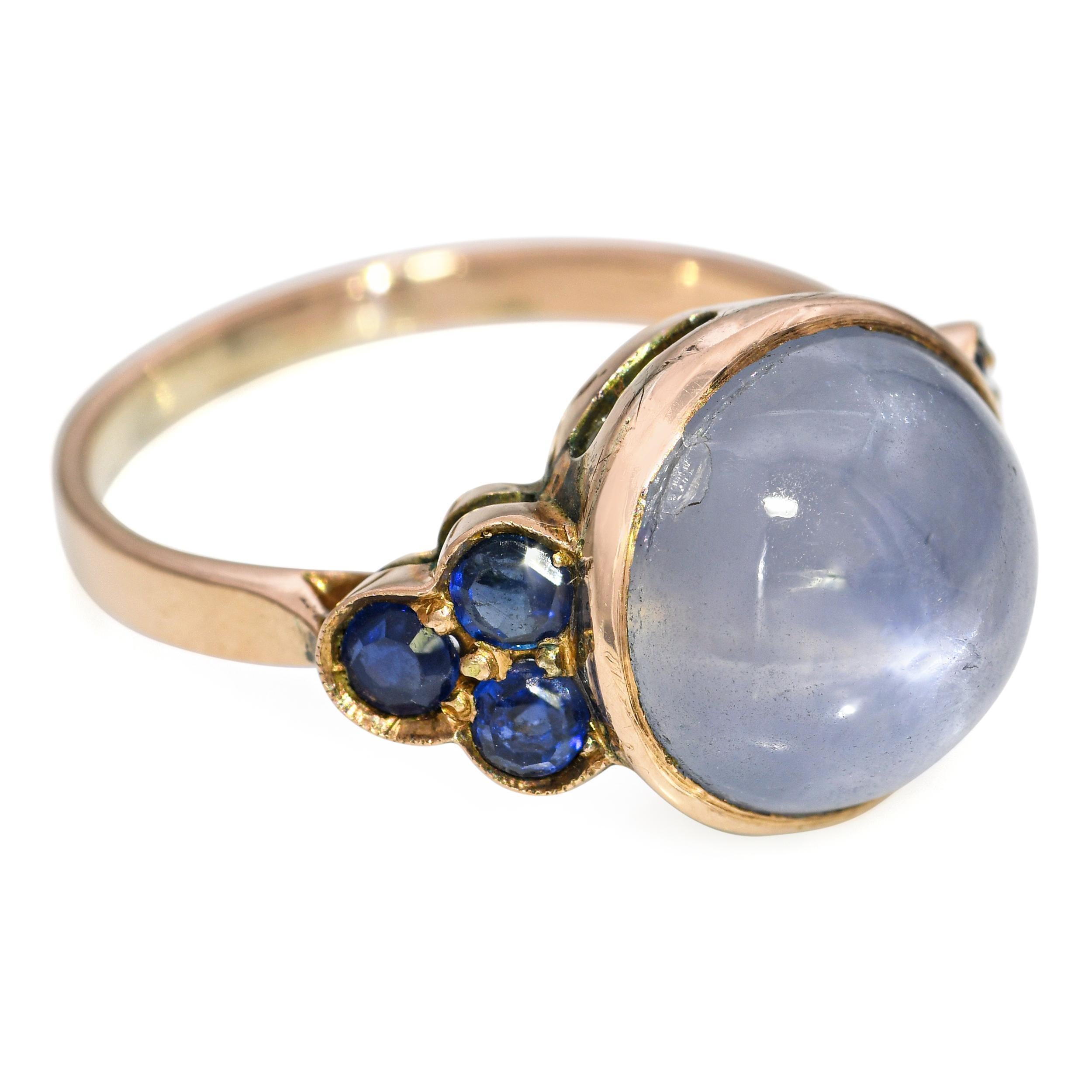 Bague vintage en or rose 11k avec saphir étoilé en vente 1