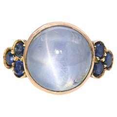 Bague vintage en or rose 11k avec saphir étoilé