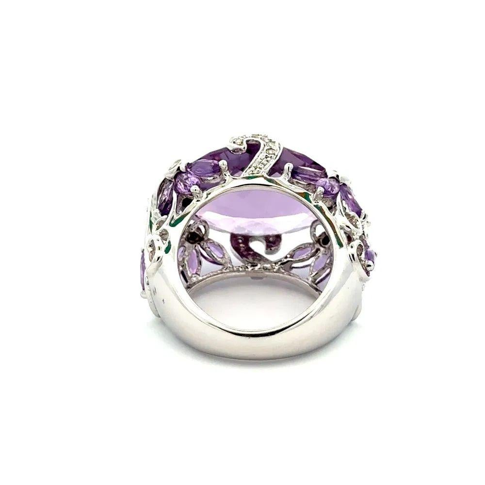 Women's Vintage 12 Carat Checkerboard Amethyst and Diamond Gold Cocktail Ring For Sale