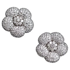 Vintage 12 Karat Diamant-Blumen-Ohrringe aus Weißgold Portugiesisch 1990er Jahre