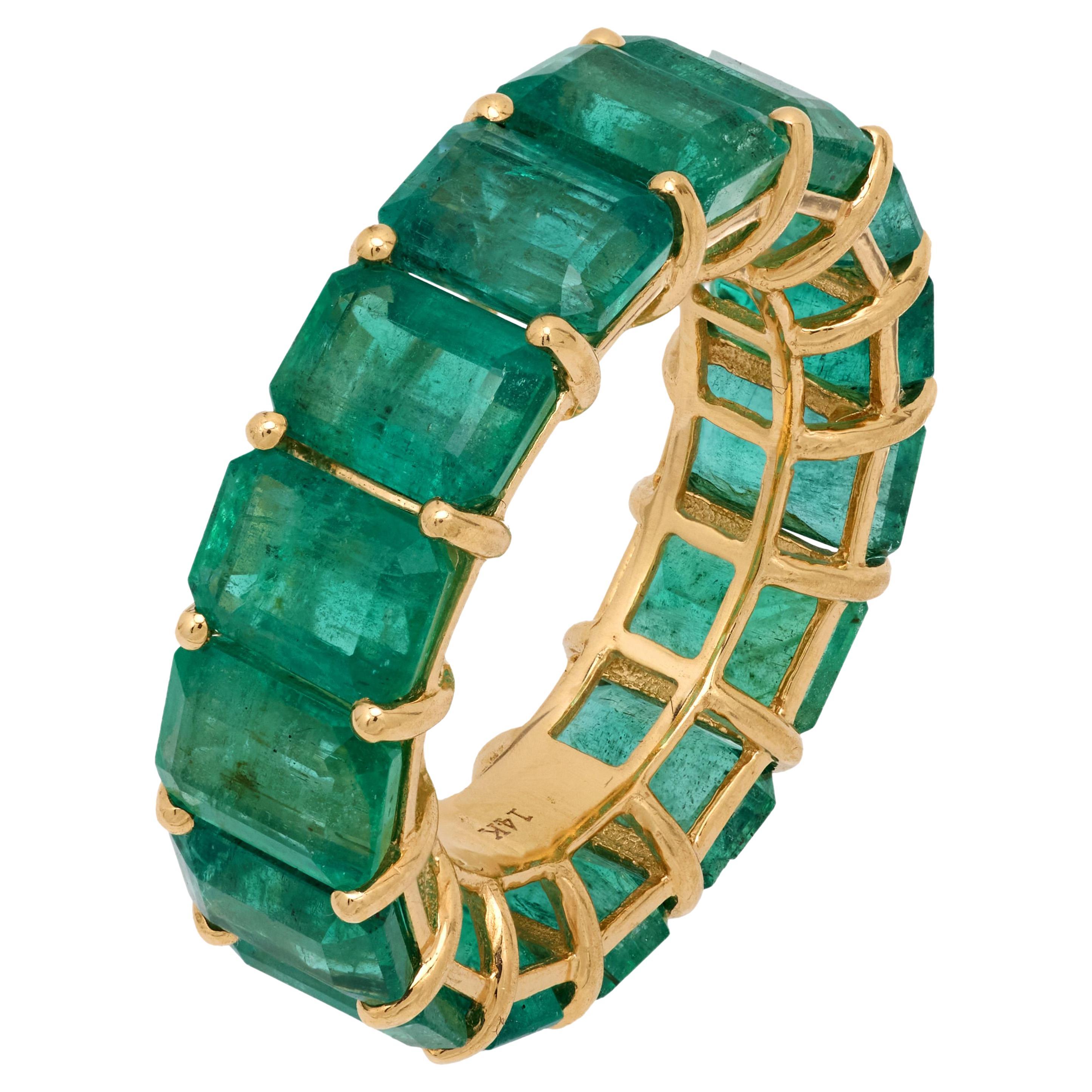 Vintage 12 carat emerald 14k yellow gold eternity band