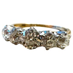 Vintage 1.2 Carat Two Toned Gold 5 Stone Diamond Band