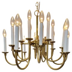 Vintage 12-Light Brass Chandelier – Tommi Parzinger Style