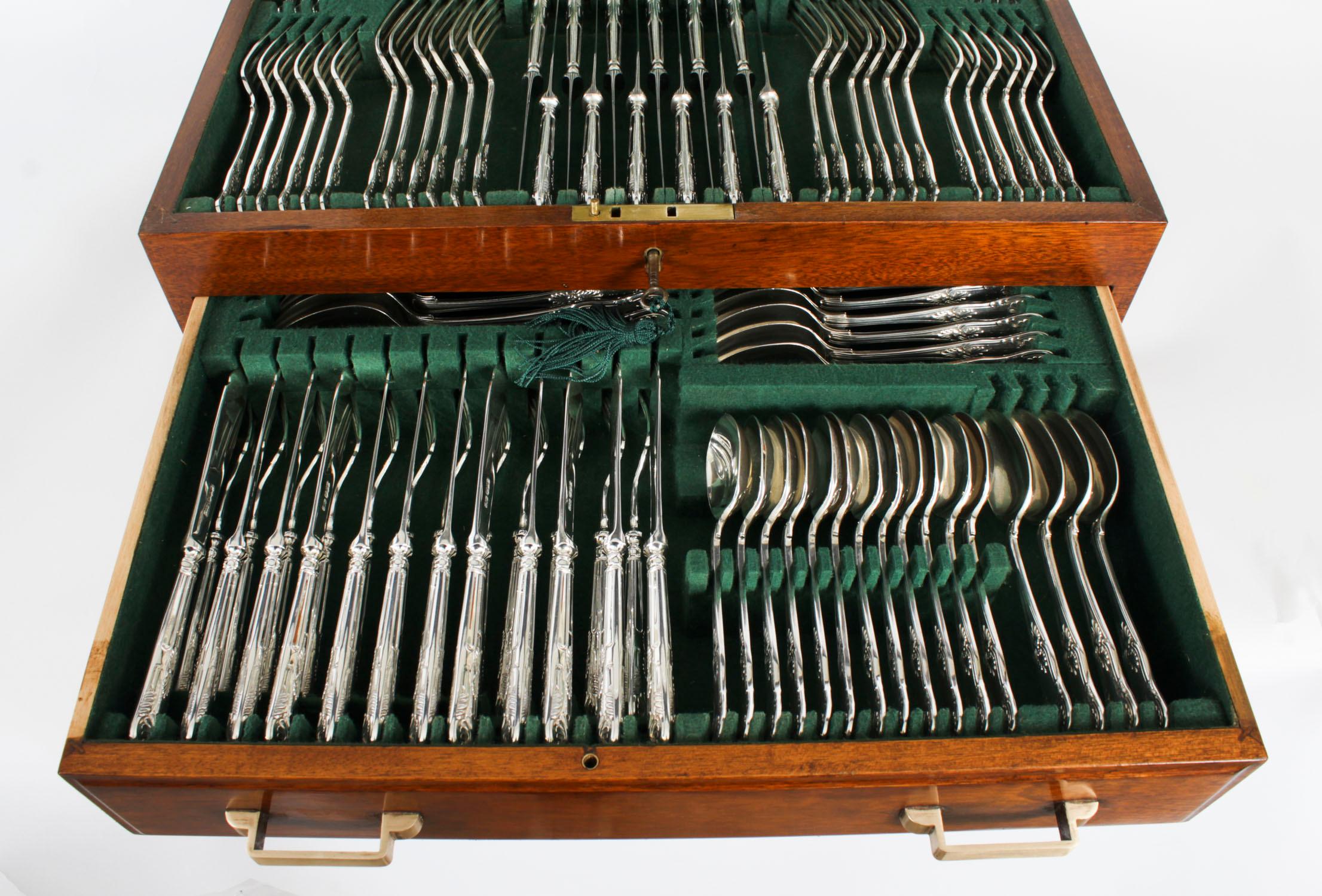 Vintage 12 Place Kings Pattern Sterling Silver Cutlery by Harrods 20th Century in vendita 3