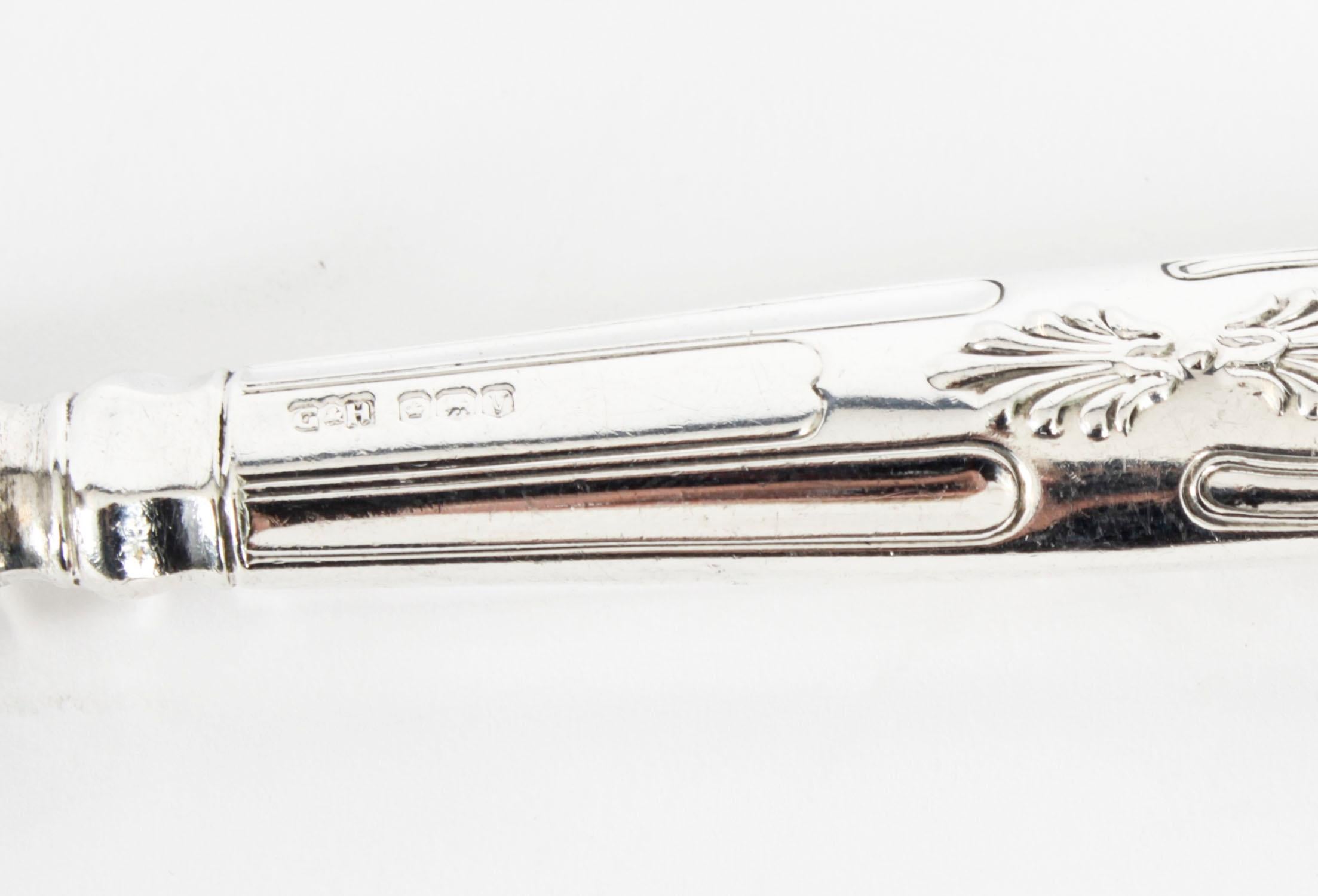 Vintage 12 Place Kings Pattern Sterling Silver Cutlery by Harrods 20th Century in vendita 6