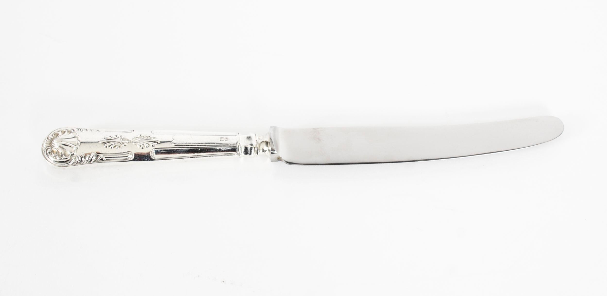 Vintage 12 Place Kings Pattern Sterling Silver Cutlery by Harrods 20th Century in vendita 7
