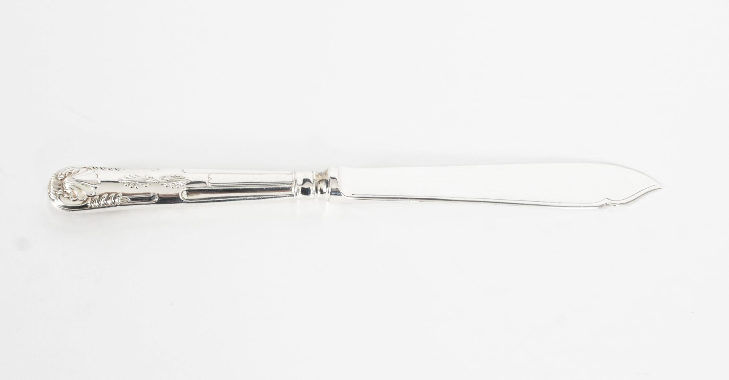Vintage 12 Place Kings Pattern Sterling Silver Cutlery by Harrods 20th Century in vendita 9