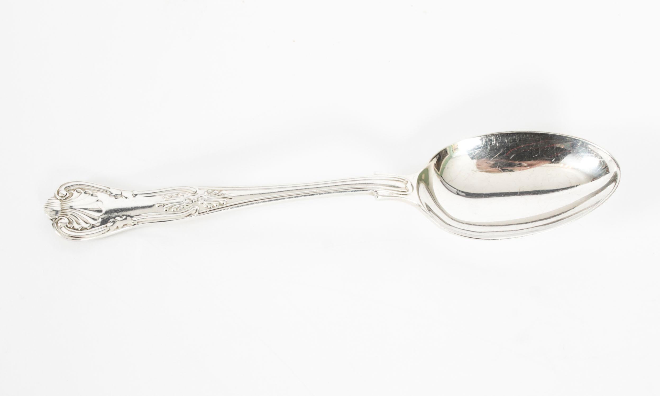 Vintage 12 Place Kings Pattern Sterling Silver Cutlery by Harrods 20th Century in vendita 11