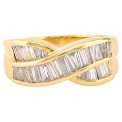 Vintage By da 1,20 carati con diamante taglio baguette, fascia in oro giallo 18 carati