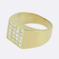 Vintage-Siegelring mit einem Diamanten im Carré-Schliff von 1,20 Karat