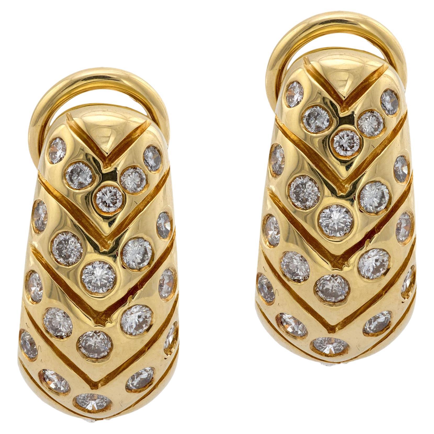 Boucles d'oreilles vintage en or jaune 18k avec diamant de 1.20 carat