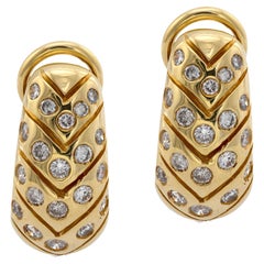 Boucles d'oreilles vintage en or jaune 18k avec diamant de 1.20 carat