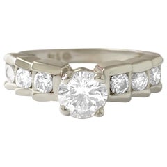 Vintage 1.20 Carat Diamond Steps Ring in 14 Karat White Gold, Made in USA