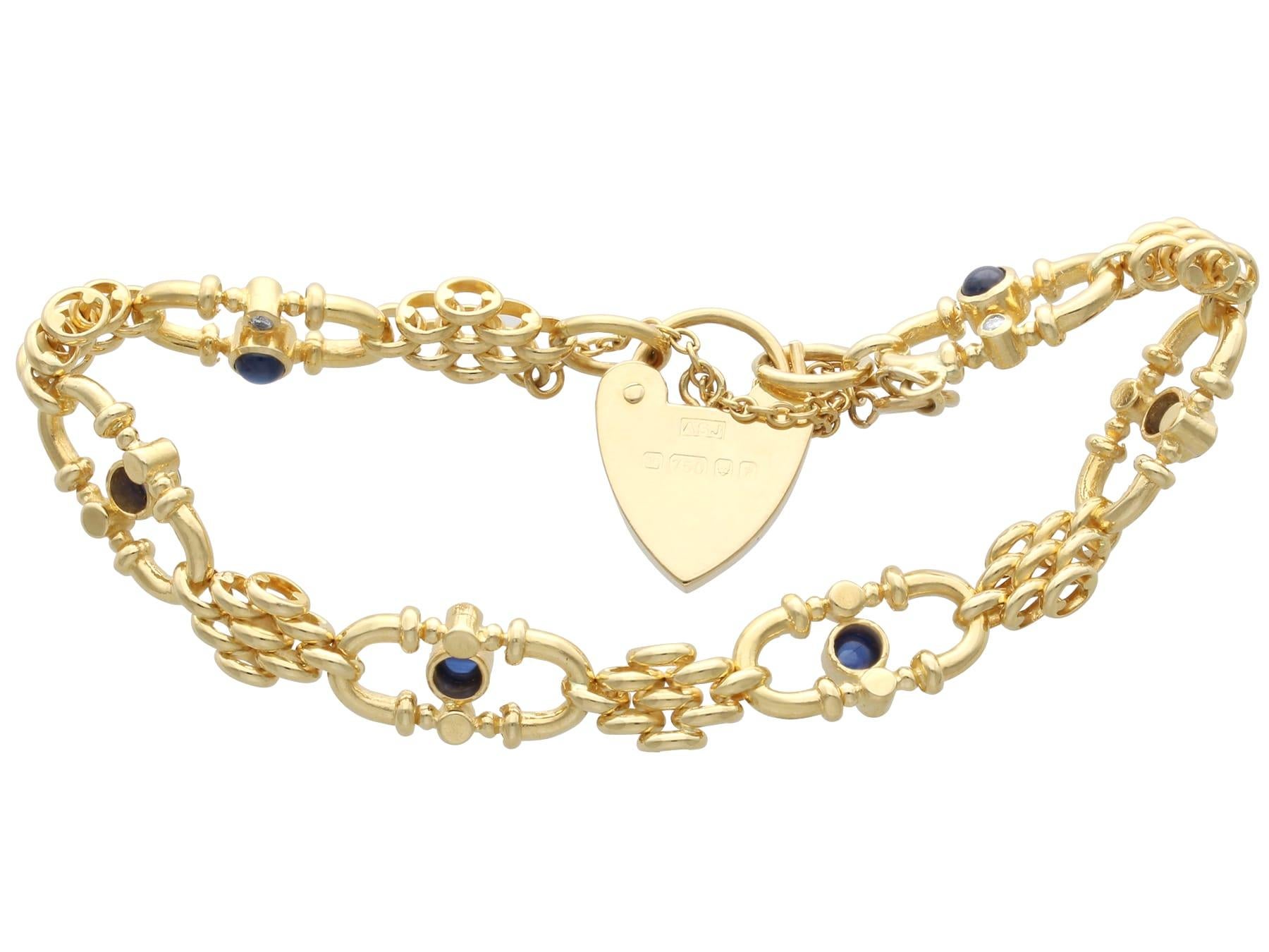 Vintage 1,20 Karat Saphir 0,24 Karat Diamant, 18k Gelbgold-Armband (1989) im Angebot 5