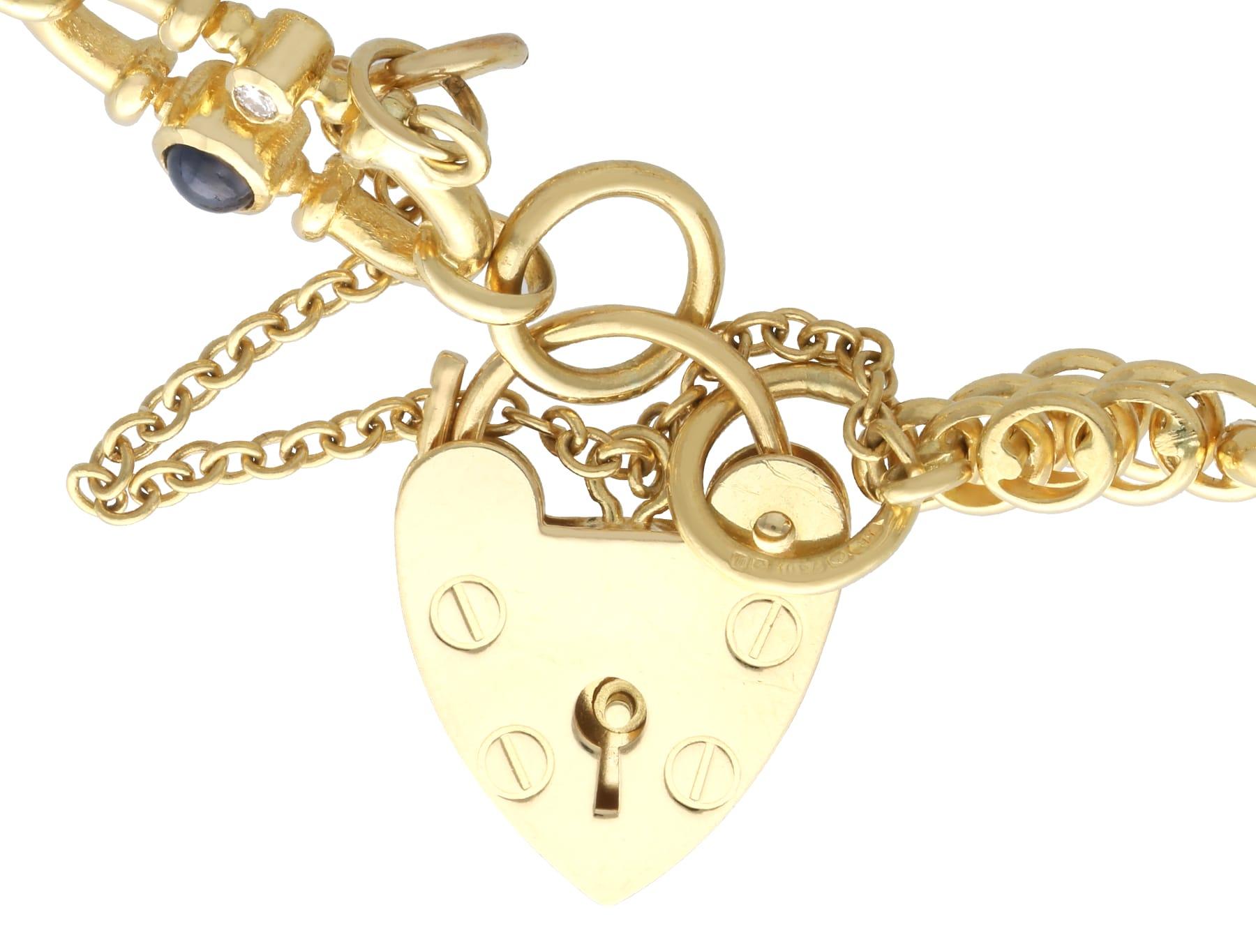 Vintage 1,20 Karat Saphir 0,24 Karat Diamant, 18k Gelbgold-Armband (1989) im Angebot 6