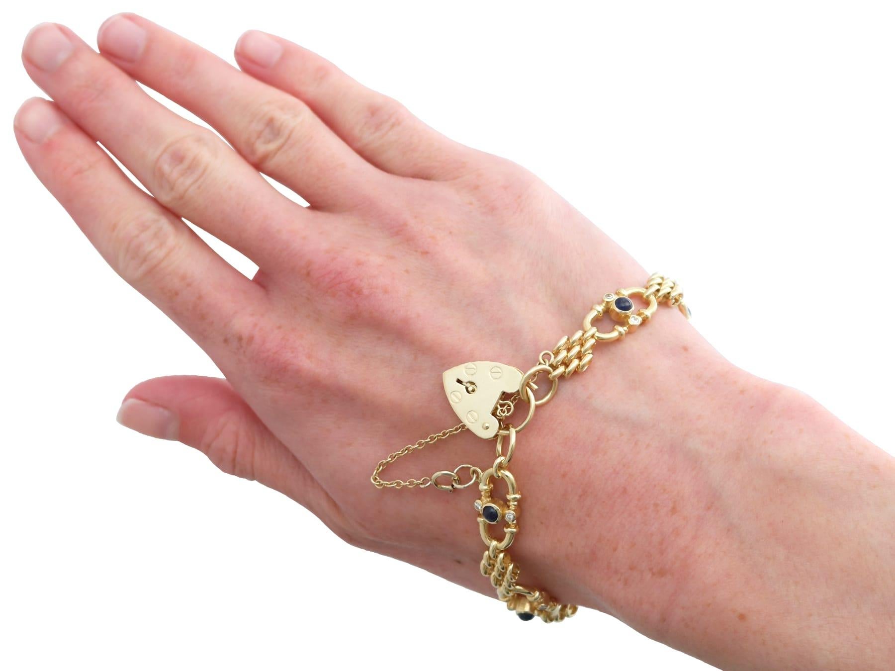 Vintage 1,20 Karat Saphir 0,24 Karat Diamant, 18k Gelbgold-Armband (1989) im Angebot 11