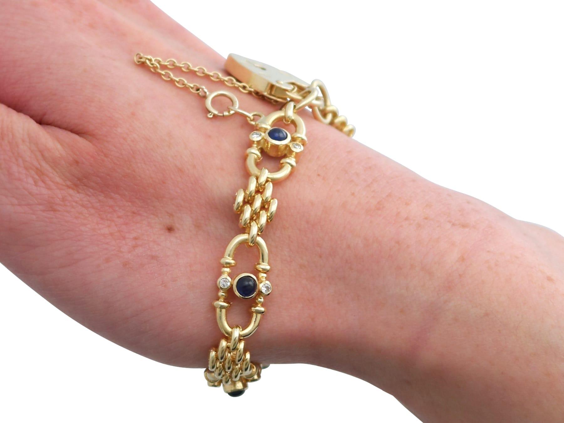 Vintage 1,20 Karat Saphir 0,24 Karat Diamant, 18k Gelbgold-Armband (1989) im Angebot 12