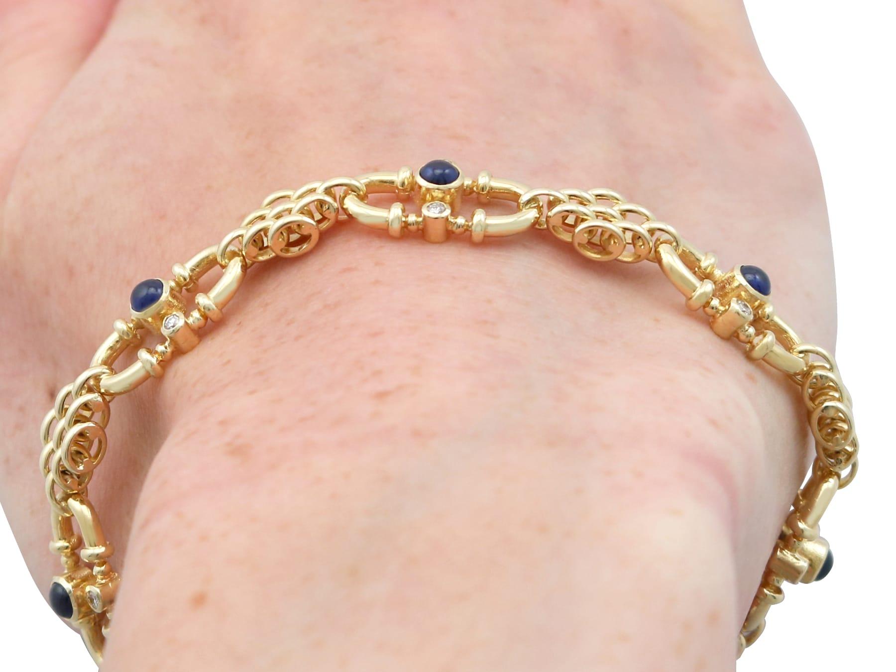 Vintage 1,20 Karat Saphir 0,24 Karat Diamant, 18k Gelbgold-Armband (1989) im Angebot 13