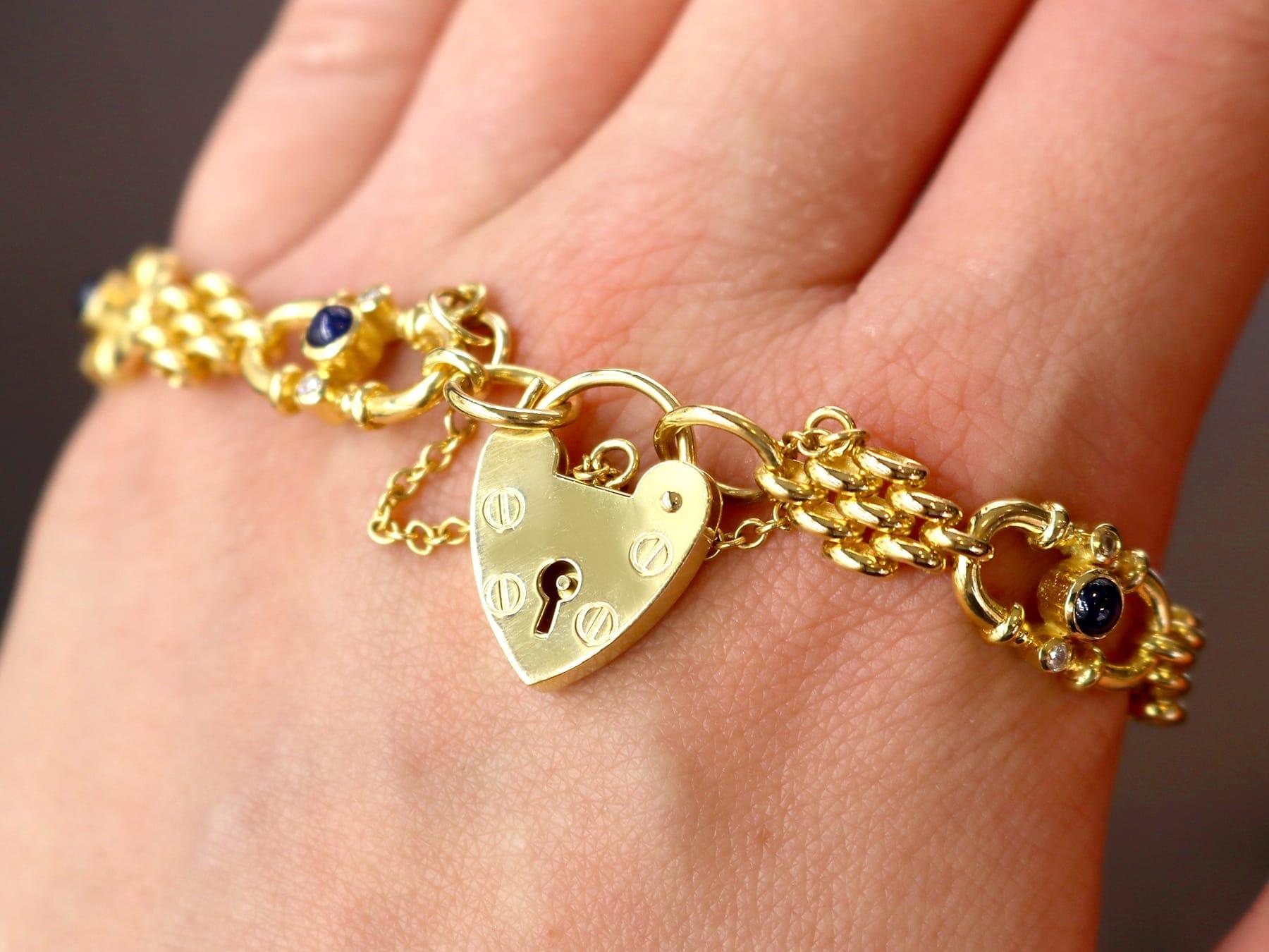 Vintage 1,20 Karat Saphir 0,24 Karat Diamant, 18k Gelbgold-Armband (1989) für Damen oder Herren im Angebot