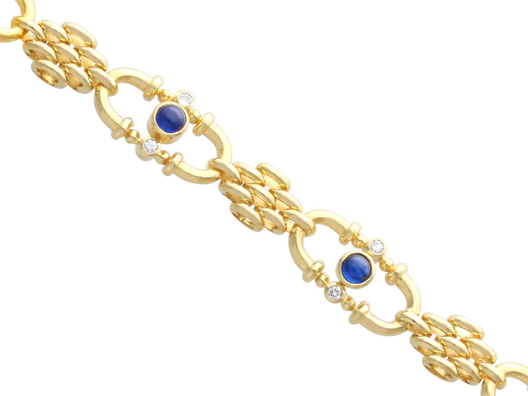 Vintage 1,20 Karat Saphir 0,24 Karat Diamant, 18k Gelbgold-Armband (1989) im Angebot 1