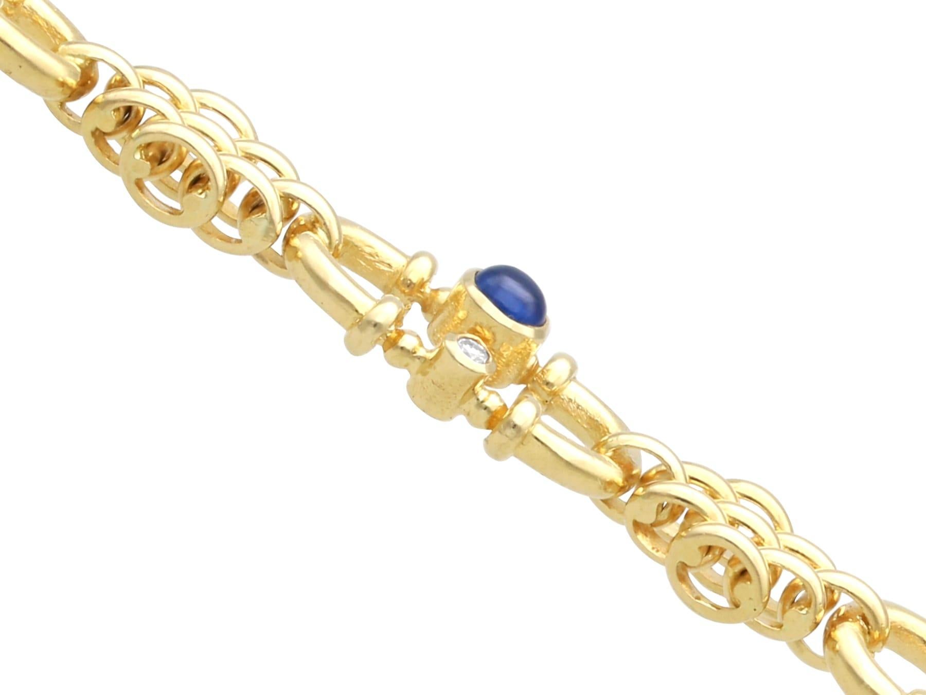 Vintage 1,20 Karat Saphir 0,24 Karat Diamant, 18k Gelbgold-Armband (1989) im Angebot 2