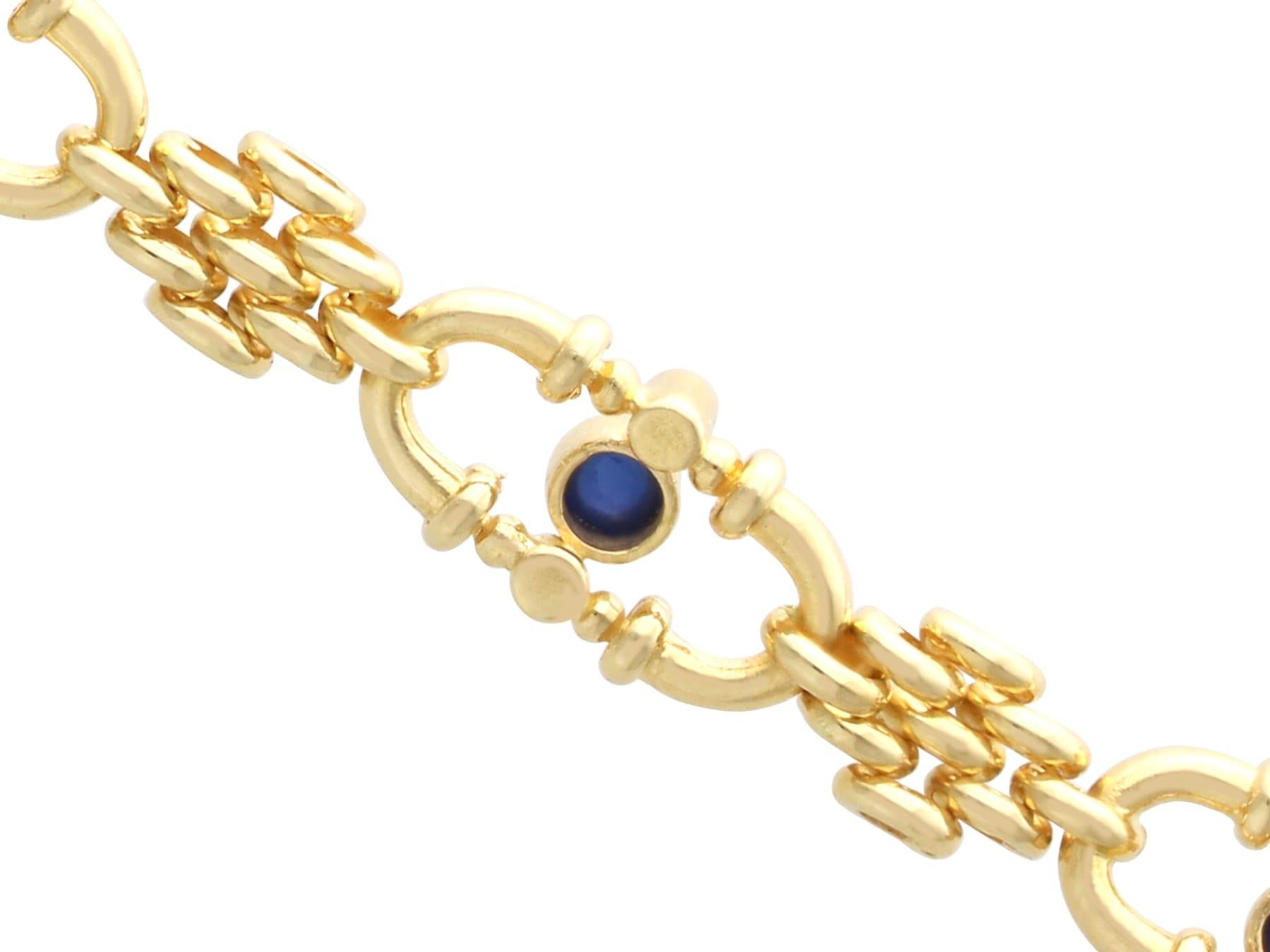 Vintage 1,20 Karat Saphir 0,24 Karat Diamant, 18k Gelbgold-Armband (1989) im Angebot 3