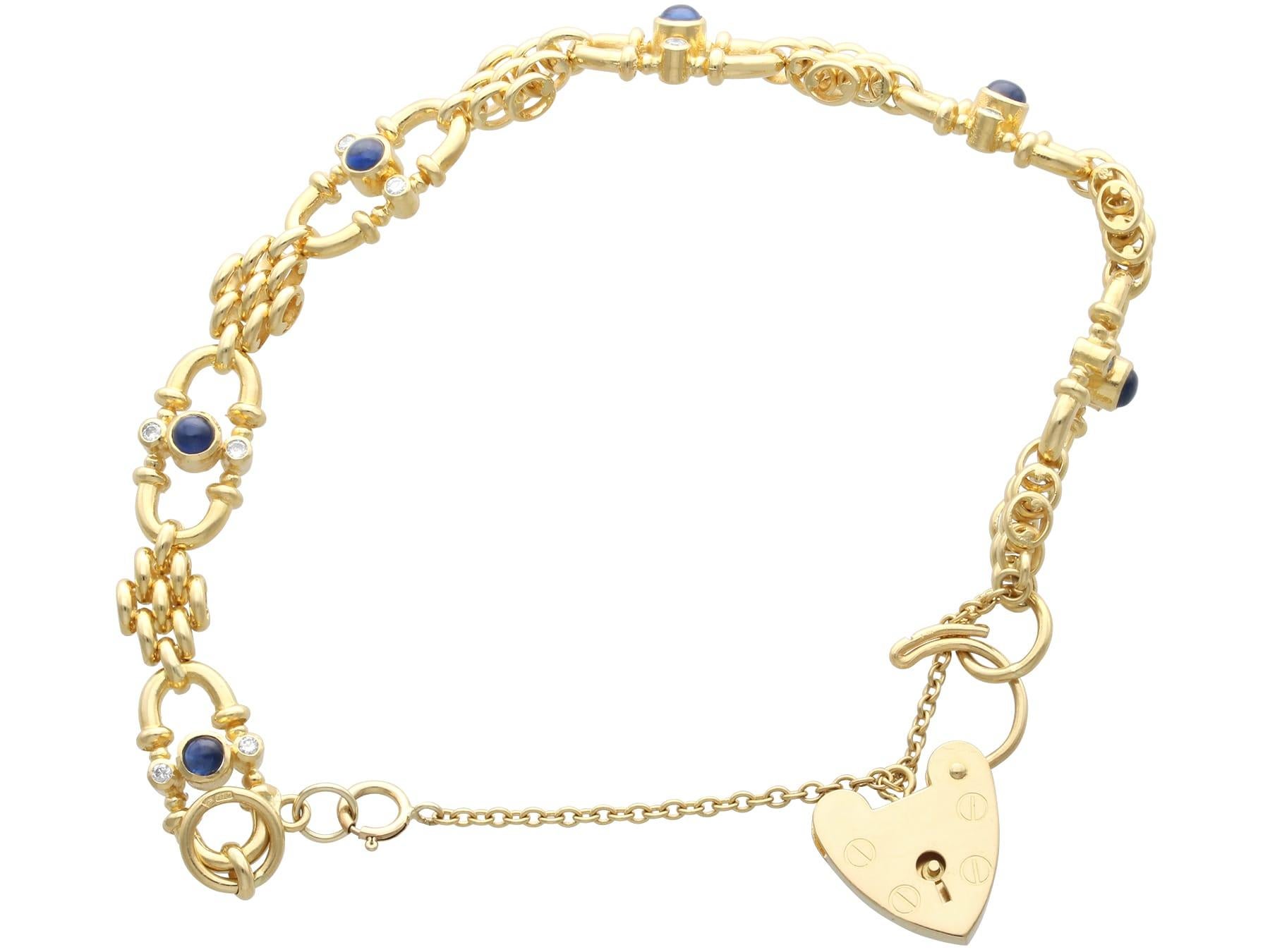 Vintage 1,20 Karat Saphir 0,24 Karat Diamant, 18k Gelbgold-Armband (1989) im Angebot 4