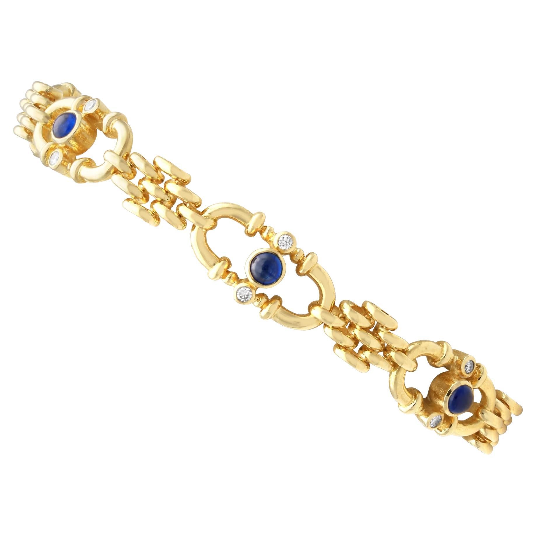 Vintage 1.20 Carat Sapphire 0.24 Carat Diamond, 18k Yellow Gold Bracelet (1989)