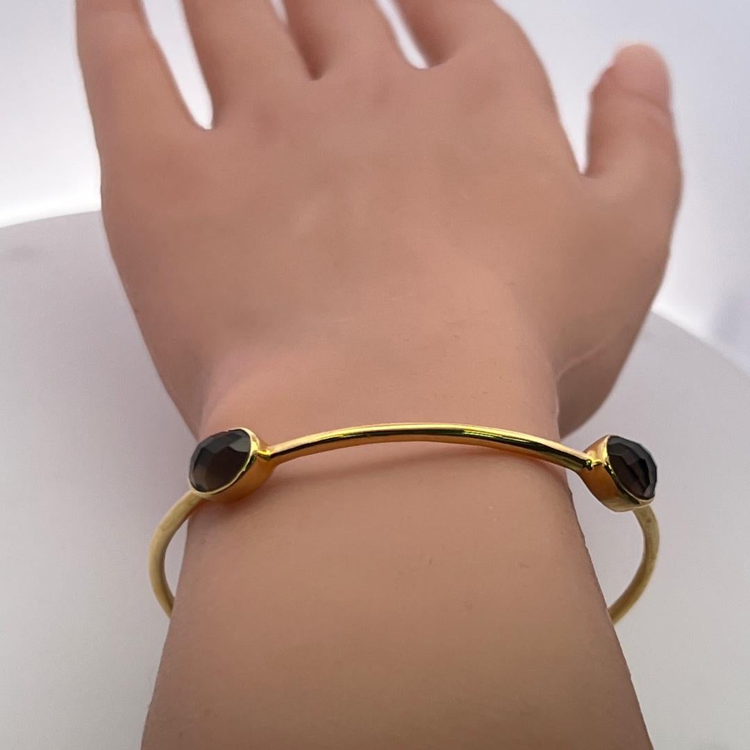 Vintage 12,00ct Rauchquarz Armreif in 18K Gelbgold - 12,5 Gramm im Angebot 5