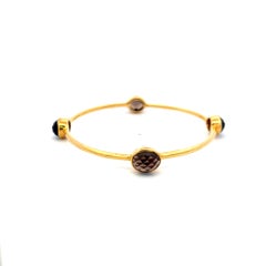 Vintage 12.00ct Smoky Quartz Bangle Bracelet in 18K Yellow Gold – 12.5 Grams