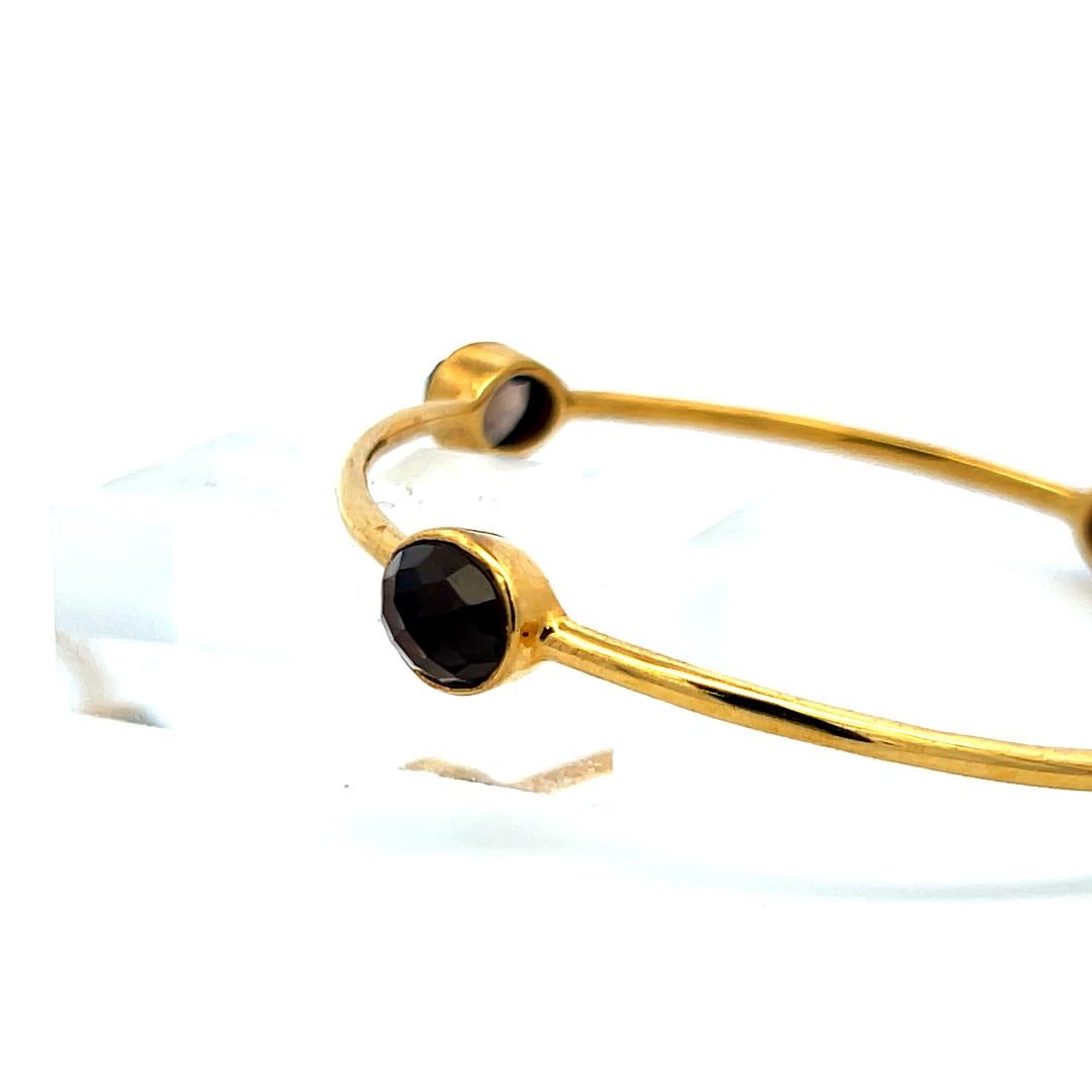 Vintage 12,00ct Rauchquarz Armreif in 18K Gelbgold - 12,5 Gramm im Angebot 3