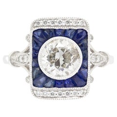 Vintage 1.20ct Diamond and Sapphire Target Ring, c.1980s