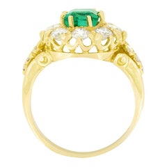 Vintage 1.20ct Emerald and Diamond Cluster Ring, c.1970s
